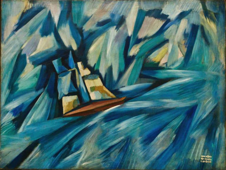 Sail boat,Парусная лодка,Amadeo de Souza-Cardoso,Амадео де Соуза-Кардозу,Картина Маслом,Картина Маслом