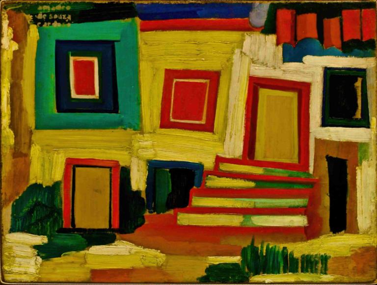 The little bright house - Landscape,Amadeo de Souza-Cardoso,Oil Painting,Oil Painting, no humans, book