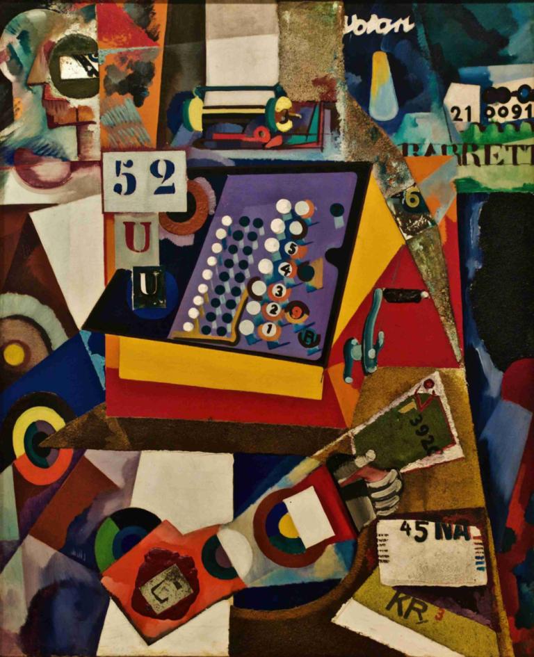 Untitled (Cash register),Amadeo de Souza-Cardoso,Oil Painting,Oil Painting, no humans, abstract, sign