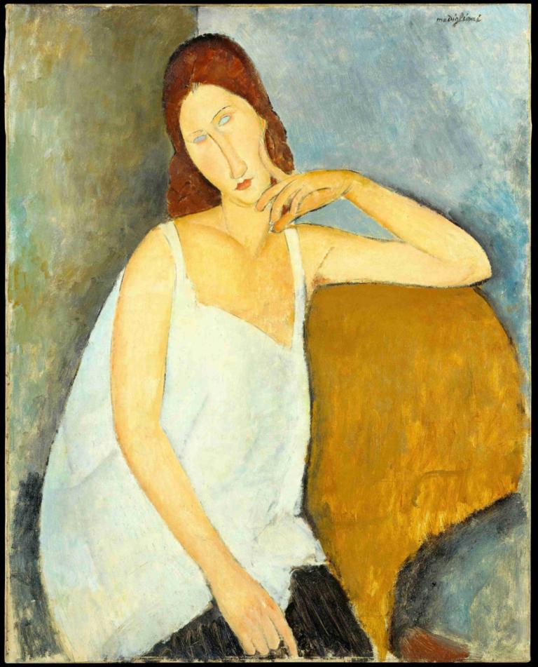 Jeanne Hébuterne,Amedeo Modigliani,Oljna slika,Oljna slika, 1 dekle, solo, rjavi lasje, tradicionalni mediji