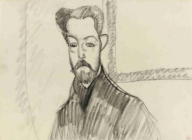 Portrait of Paul Alexandre,폴 알렉산드르의 초상화,Amedeo Modigliani,아메데오 모딜리아니,스케치,스케치, 독주, 1남, 남성 집중, 단색화, 얼굴 털