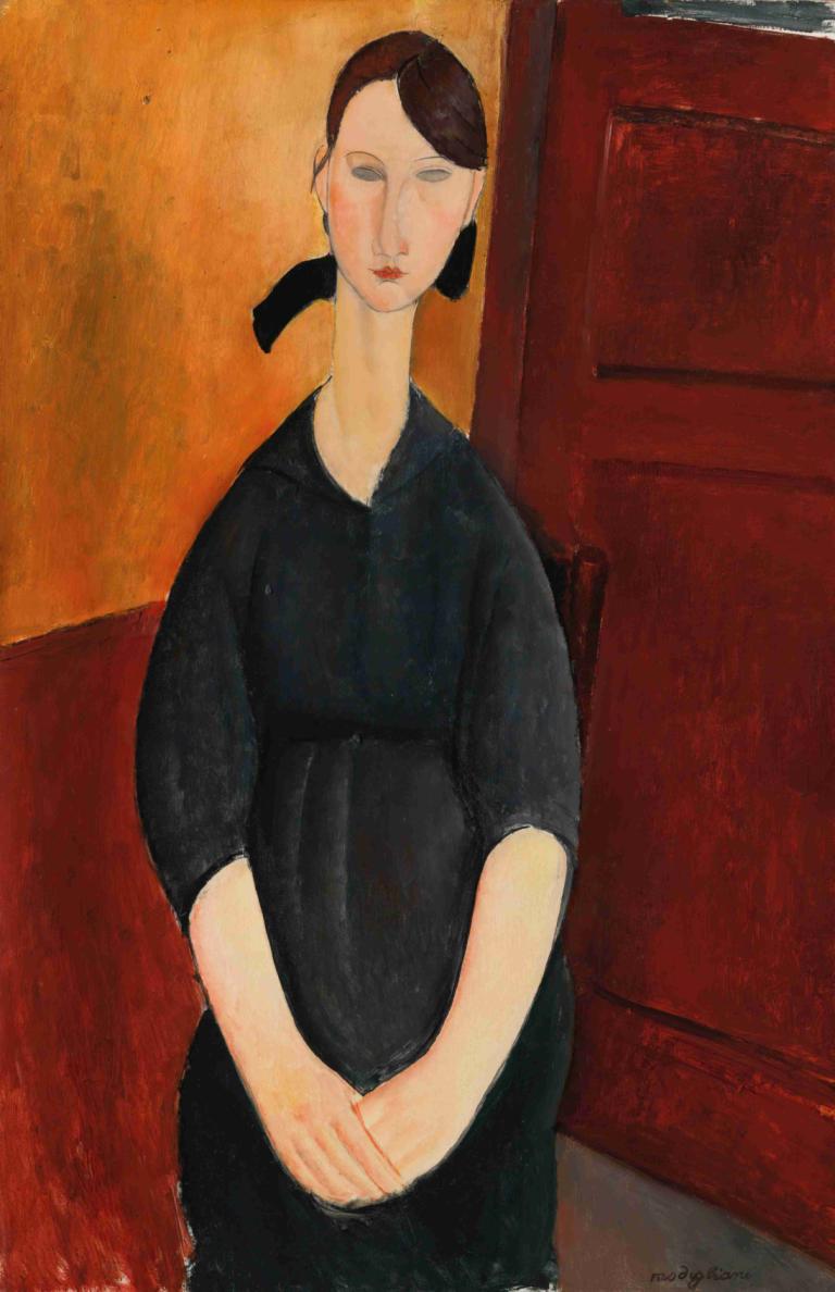 Portrait of Paulette Jourdain,Πορτρέτο της Paulette Jourdain,Amedeo Modigliani,Ελαιογραφία,Ελαιογραφία