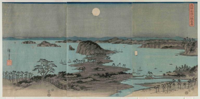 Eight Views of Kanazawa at Night,Bát cảnh về đêm của Jin Zi,Andō Hiroshige,Và Hiroshige.,Ukiyo-E,Ukiyo-E