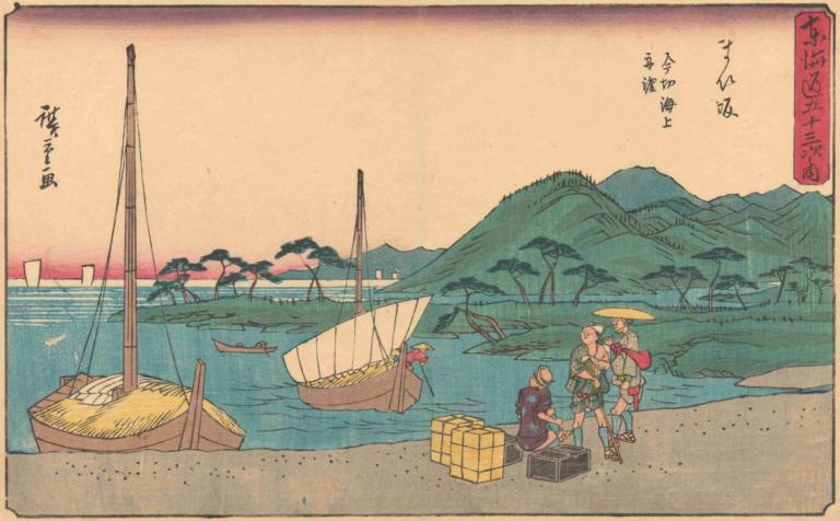 Maisaka,Andō Hiroshige,Ukiyo-E,Ukiyo-E, σκάφος, πλοίο, πολλά αγόρια, παρωδία καλών τεχνών, παρωδία