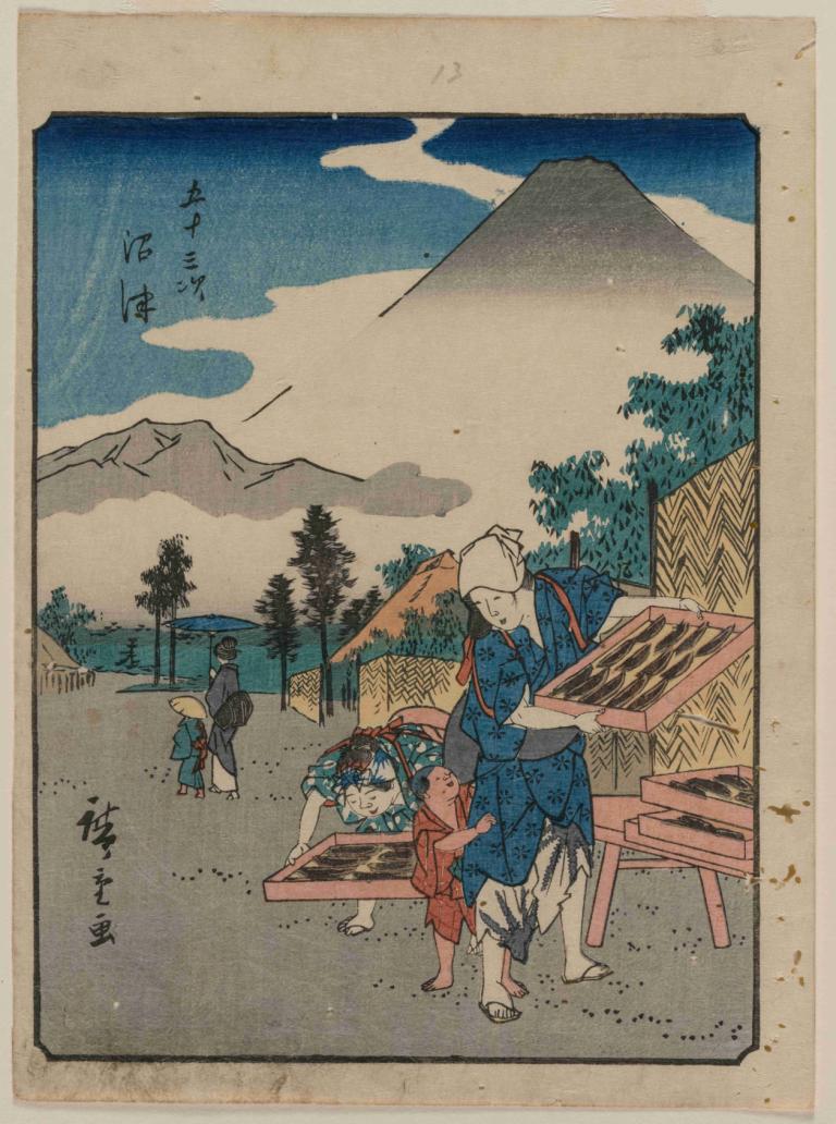 The Fifty-Three Stations of the Tokaido Numazu,Andō Hiroshige,Ukiyo-E,Ukiyo-E, outdoors, multiple boys