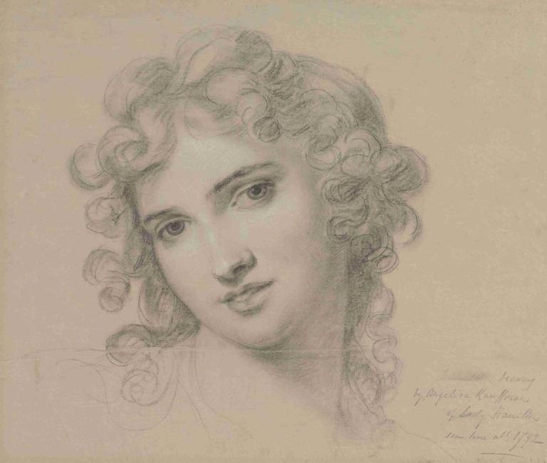 Portrait of Emma Hamilton,Emma Hamilton'ın Portresi,Angelica Kauffmann,Taslak,Taslak, solo, erkek odak