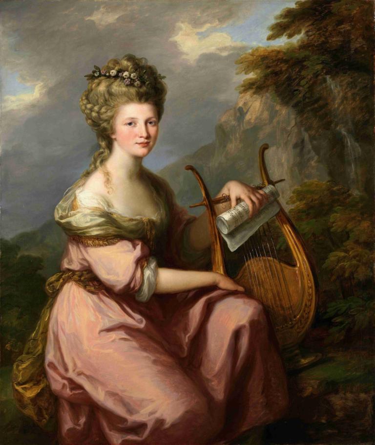 Portrait of Sarah Harrop (Mrs. Bates) as a Muse,Angelica Kauffmann,Oil Painting,Oil Painting, fine art parody