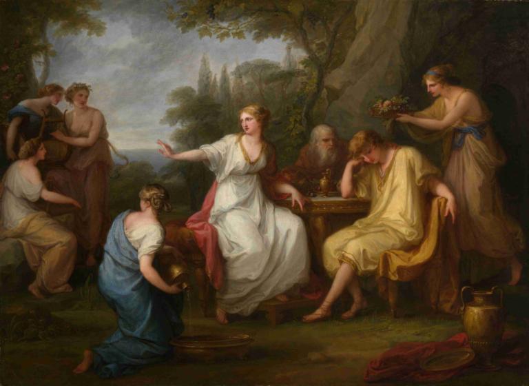 The Sorrow of Telemachus,Angelica Kauffmann,Oil Painting,Oil Painting, fine art parody, parody, multiple boys