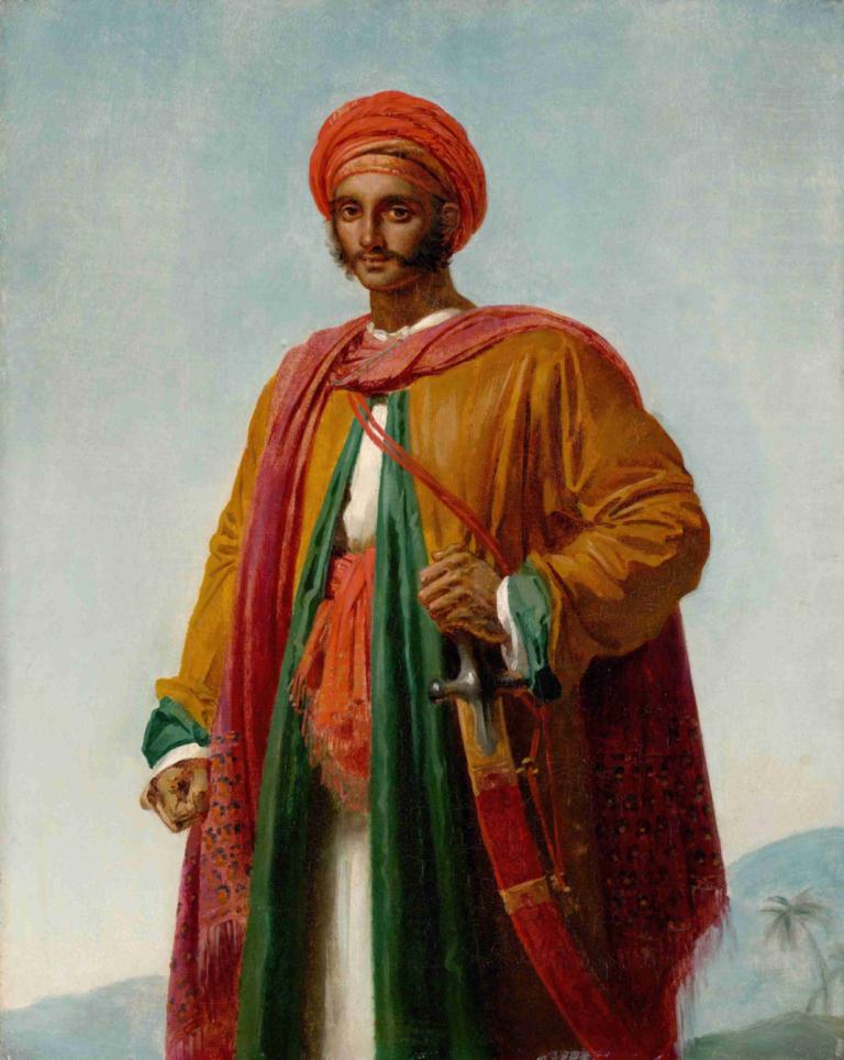 Study for 'Portrait of an Indian',Studie för "Porträtt av en indier,Anne Louis Girodet-Trioson,Oljemålning