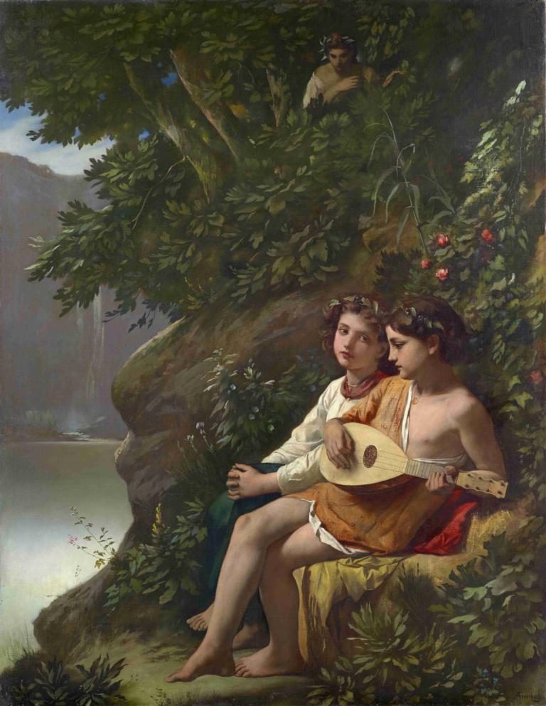 Children Making Music Overheard By A Nymph,Dzieci muzykujące podsłuchane przez nimfę,Anselm Feuerbach