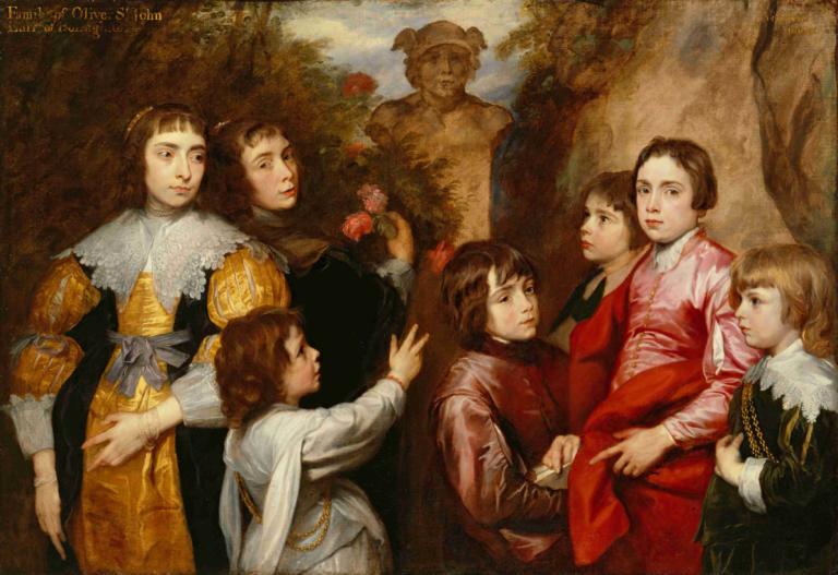 A Family Group,Anthony van Dyck,Oil Painting,Oil Painting, fine art parody, multiple girls, parody, flower