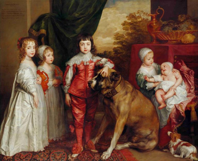 Five Eldest Children Of Charles I,Anthony van Dyck,Oil Painting,Oil Painting, fine art parody, multiple girls