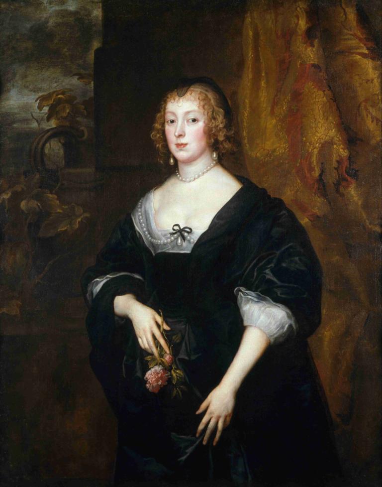 Lady Dacre,Anthony van Dyck,Oil Painting,Oil Painting, fine art parody, 1girl, solo, flower, necklace