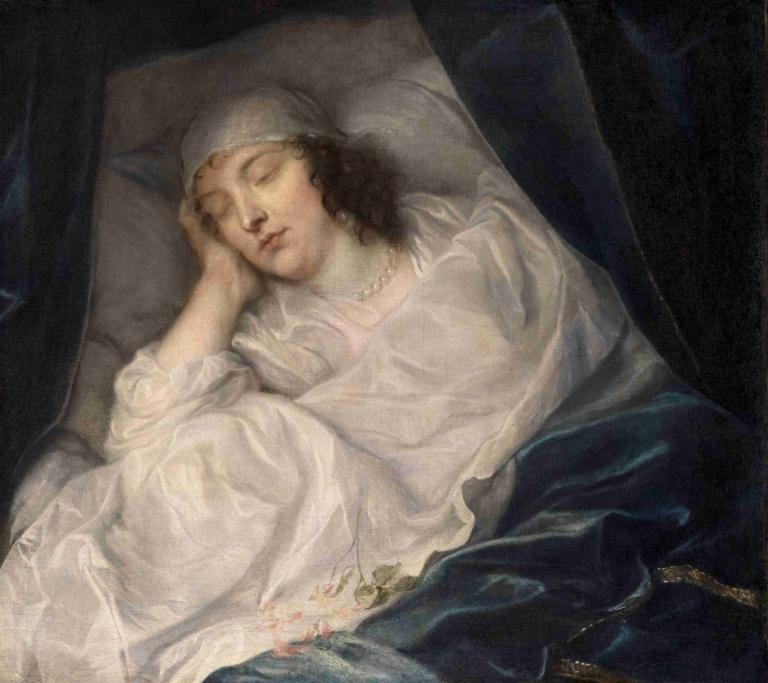 Lady Digby, on her Deathbed,Lady Digby, di ranjang kematiannya,Anthony van Dyck,Lukisan cat minyak