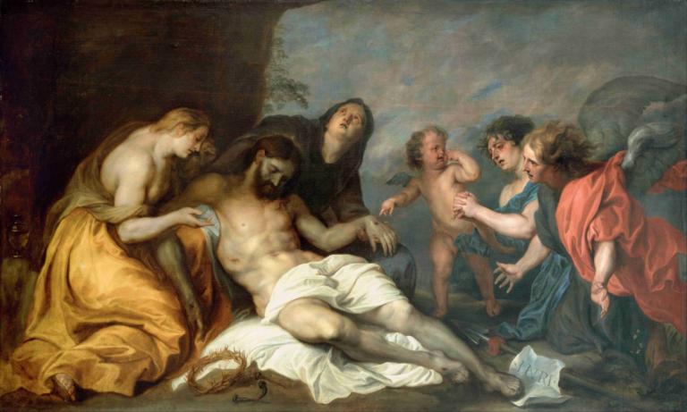 Lamentation Over The Dead Christ,Anthony van Dyck,Oil Painting,Oil Painting, fine art parody, parody