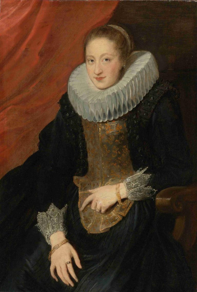 Portrait Of A Lady,Bir Hanımefendinin Portresi,Anthony van Dyck,Yağlı boya,Yağlı boya, 1kız, solo, takı