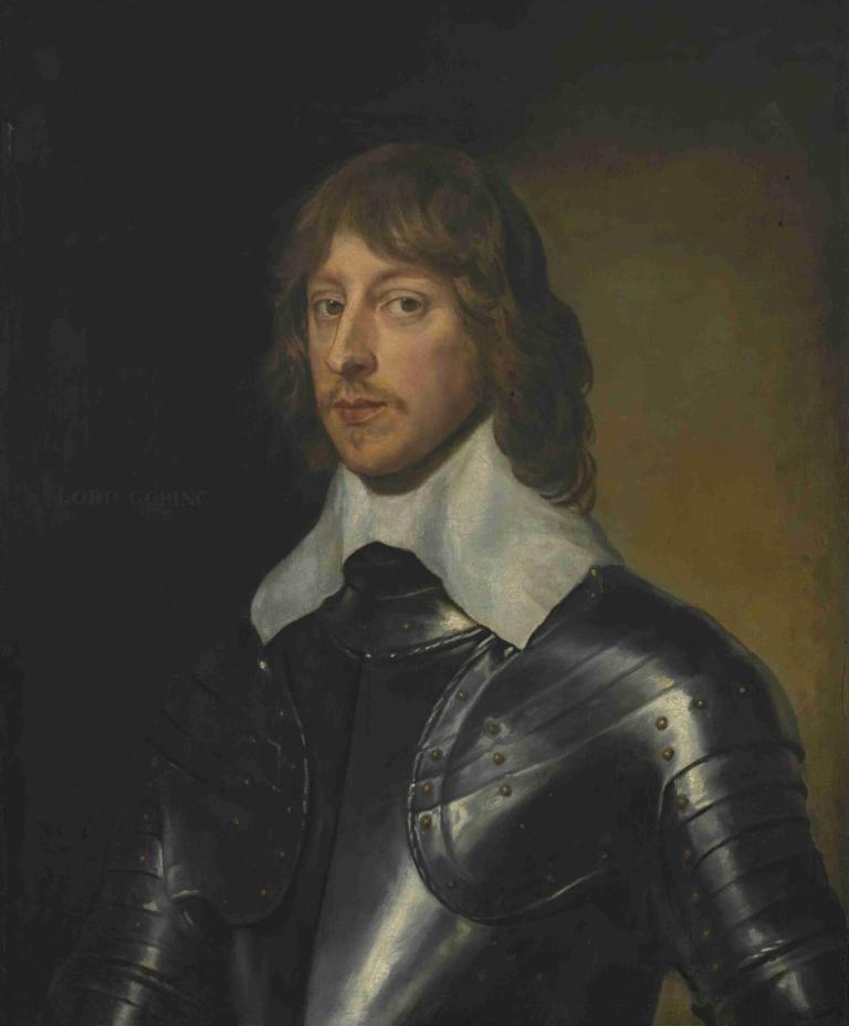 Portrait Of George, Baron Goring,Anthony van Dyck,Oil Painting,Oil Painting, solo, armor, brown hair, 1boy