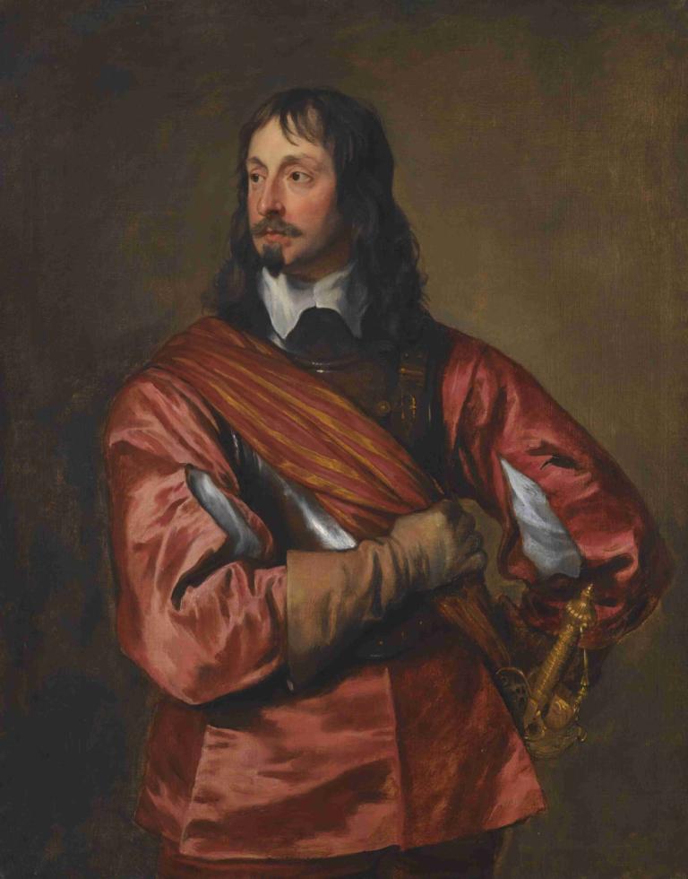 Portrait Of Sir John Mennes,Anthony van Dyck,Oil Painting,Oil Painting, solo, facial hair, 1boy, male focus