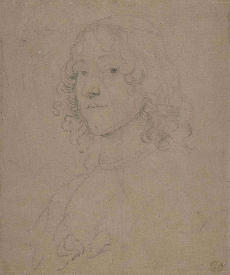 Portrait Study,Porträttstudie,Anthony van Dyck,Skiss,Skiss, solo, 1 pojke, manligt fokus, svartvit