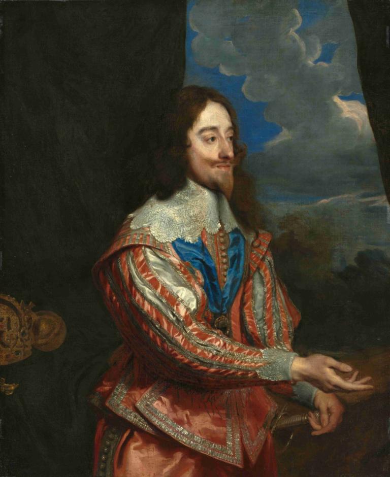 Portrait of Charles I (1600-1649),Anthony van Dyck,Oil Painting,Oil Painting, fine art parody, solo, cloud