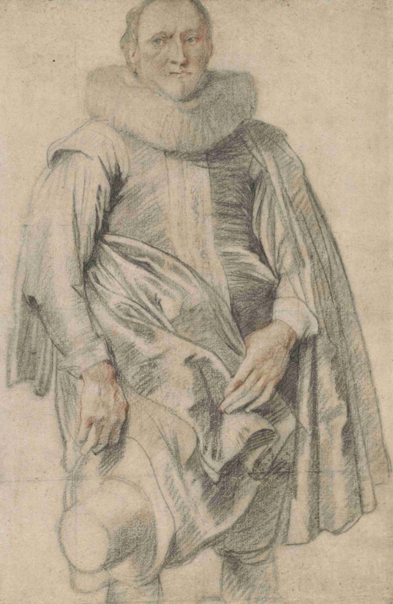 Portrait of a Man Standing,Portræt af en stående mand,Anthony van Dyck,Skitse,Skitse, solo, 1 dreng