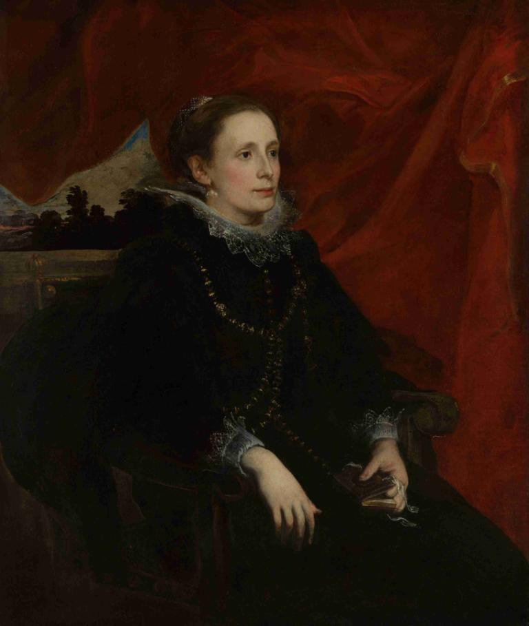 Portrait of a Woman, Called the Marchesa Durazzo,Anthony van Dyck,Oil Painting,Oil Painting, 1girl, solo