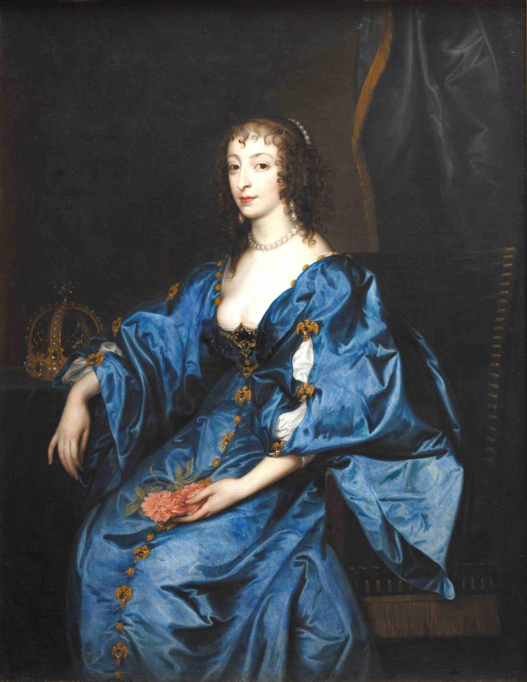 Queen Henrietta Maria of England,Drottning Henrietta Maria av England,Anthony van Dyck,Oljemålning