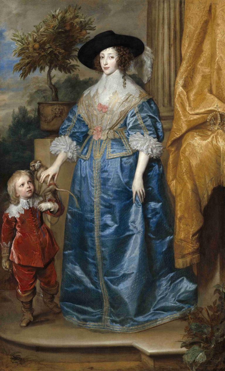 Queen Henrietta Maria with Sir Jeffrey Hudson,Koningin Henrietta Maria met Sir Jeffrey Hudson