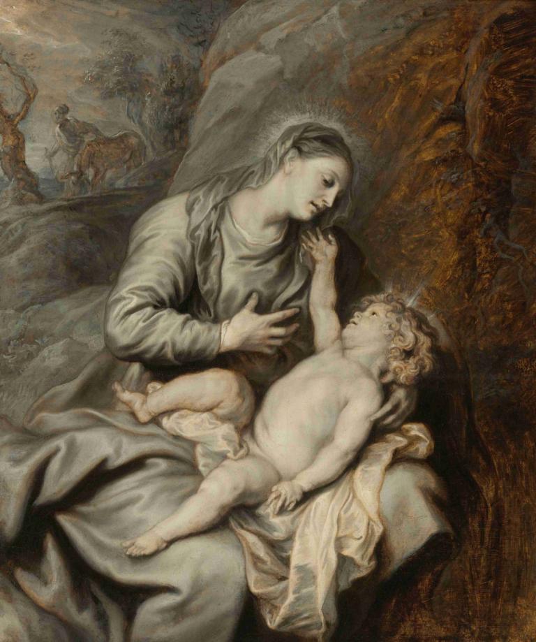 Rest On The Flight Into Egypt,Odpočinek Na Letu Do Egypta,Anthony van Dyck,Olejomalba,Olejomalba