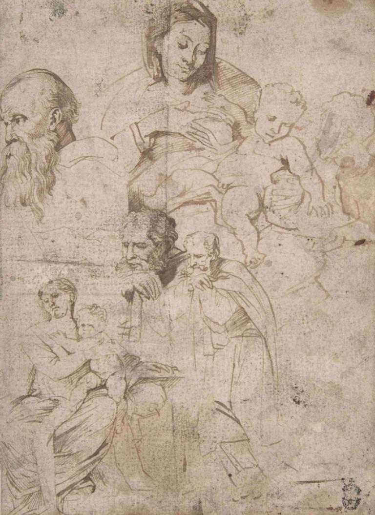 Sheet of Studies,Φύλλο Σπουδών,Anthony van Dyck,Σκίτσο,Σκίτσο, γενειάδα, πολλά αγόρια, μονόχρωμος, σκίτσο