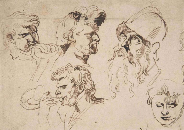 Sheet of Studies of Heads,Φύλλο μελετών των κεφαλών,Anthony van Dyck,Σκίτσο,Σκίτσο, αρσενική εστίαση