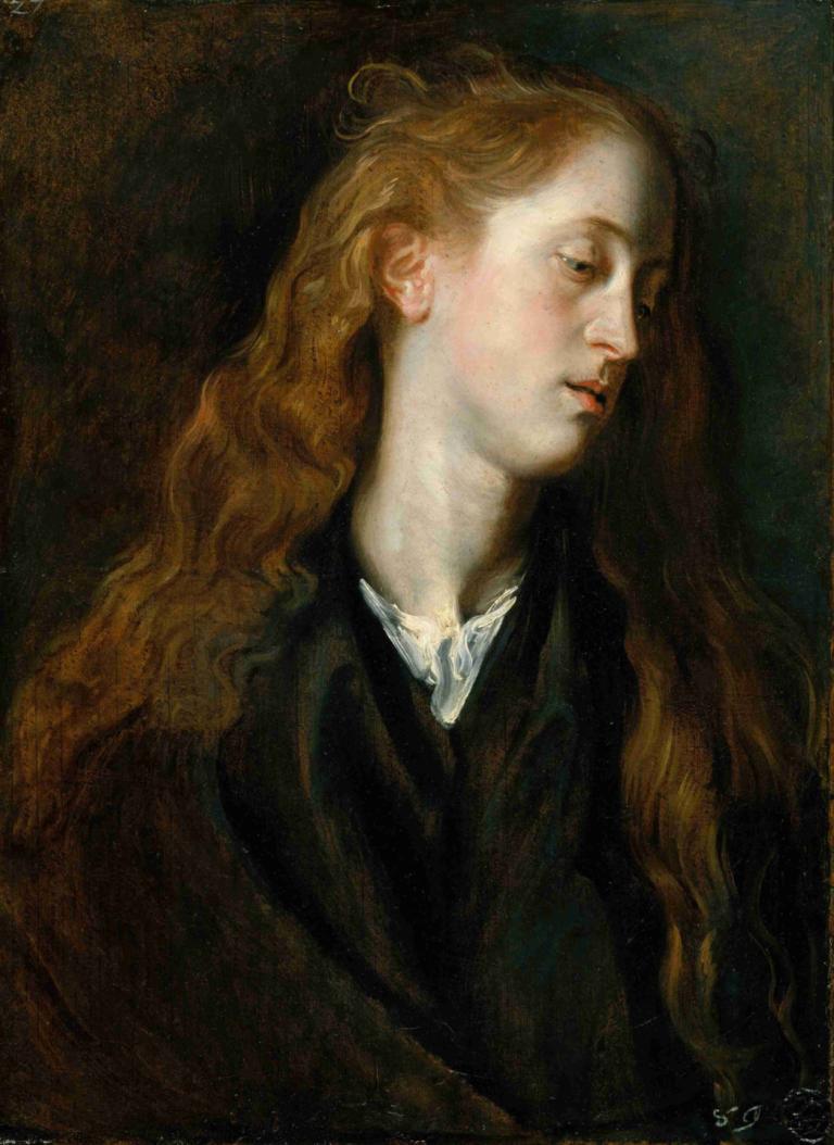 Study Head of a Young Woman,Studio di testa di giovane donna,Anthony van Dyck,Pittura ad olio,Pittura ad olio