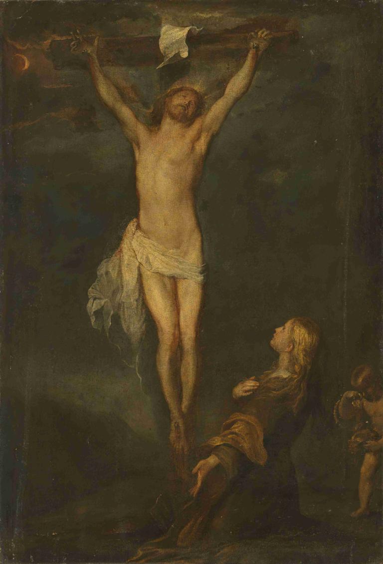 The Crucifixion with Saint Rosalia,Korsfæstelsen med den hellige Rosalia,Anthony van Dyck,Oliemaleri