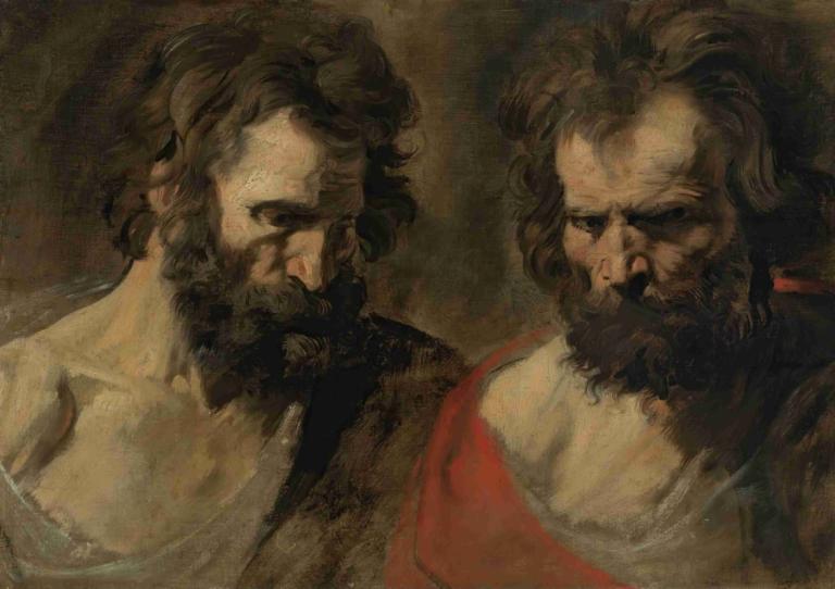 Two Studies Of A Bearded Man,Två studier av en skäggig man,Anthony van Dyck,Oljemålning,Oljemålning, skägg