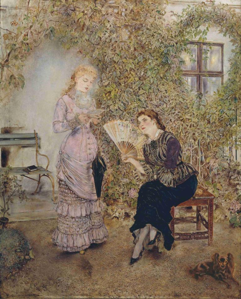 Die Freundinnen Der Liebesbrief,Les amies La lettre d'amour,Anton Romako,Peinture à l'huile