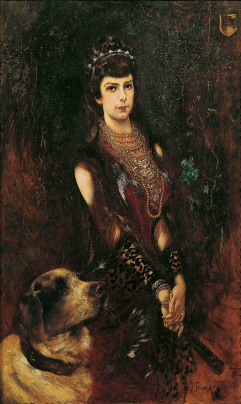 Kaiserin Elisabeth mit Bernhardinerhund,La emperatriz Isabel con su perro San Bernardo,Anton Romako