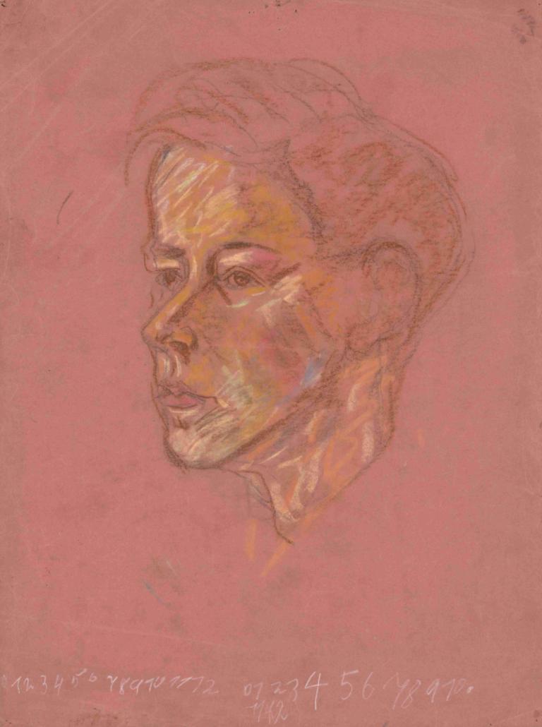 Boy's head,Arnold Peter Weisz-Kubínčan,Color Sketch,Color Sketch, solo, 1boy, male focus, traditional media