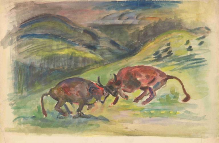 Bull Fight,Corrida de toros,Arnold Peter Weisz-Kubínčan,Arnold Peter Weisz-Kubin,Pastel,Pastel