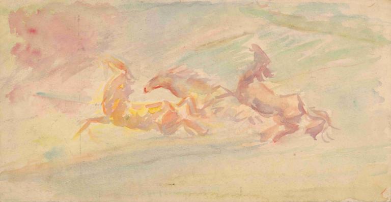 Galloping Horses,Galopirajoči konji,Arnold Peter Weisz-Kubínčan,Arnold Peter Weisz-Kubin,Pastel,Pastel