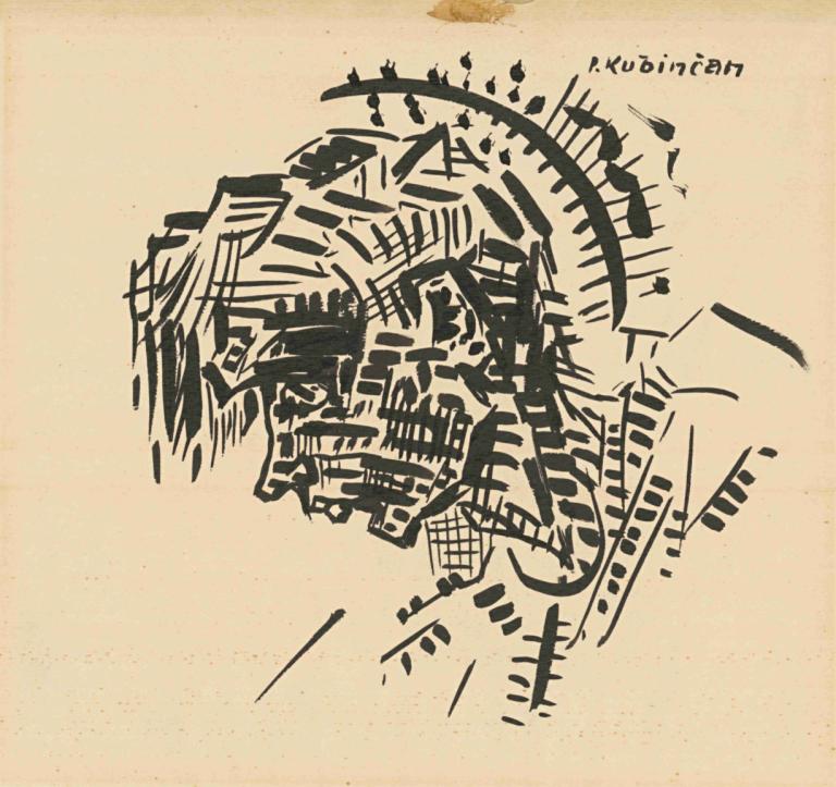 Head (Self-portrait as P. Kubínčan),头像（作为 P. Kubínčan 的自画像）,Arnold Peter Weisz-Kubínčan,阿诺德-彼得-魏斯-库宾,素描,素描