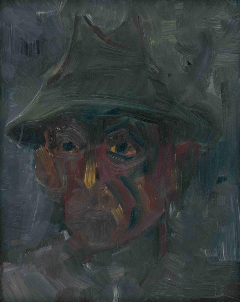 Head of a Man in a Hat,Şapkalı Bir Adamın Başı,Arnold Peter Weisz-Kubínčan,Arnold Peter Weisz-Kubin,Pastel