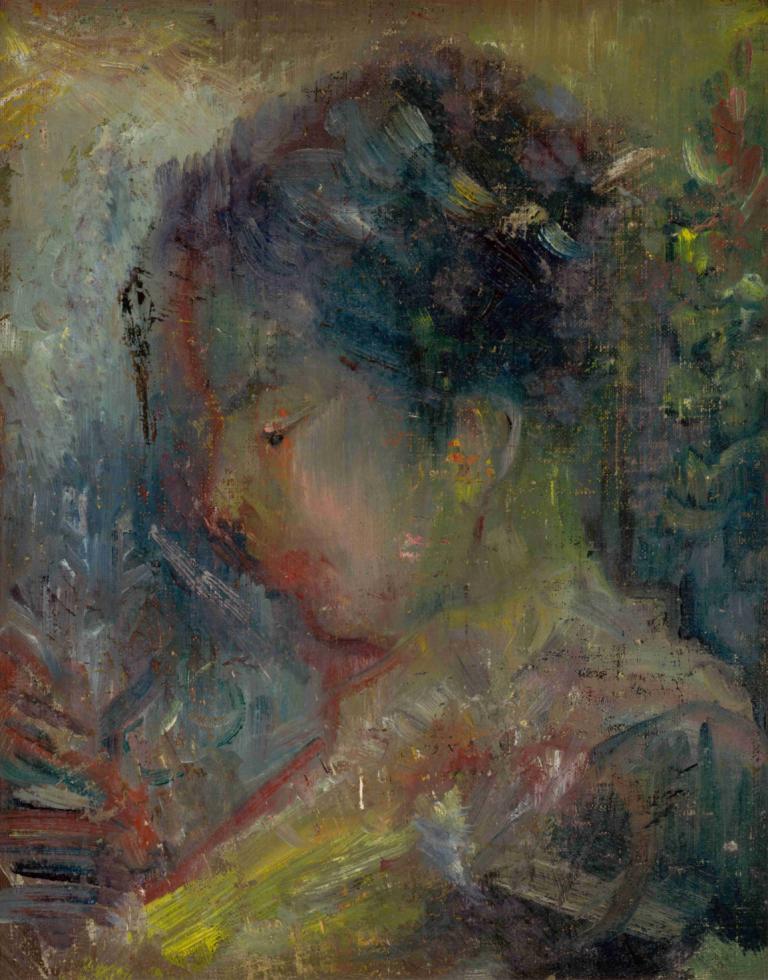 Head of a Woman in Profile,女性头部轮廓,Arnold Peter Weisz-Kubínčan,阿诺德-彼得-魏斯-库宾,粉彩画,粉彩画, 独奏, 1个女孩, 抽象的, 黑发, 传统媒体