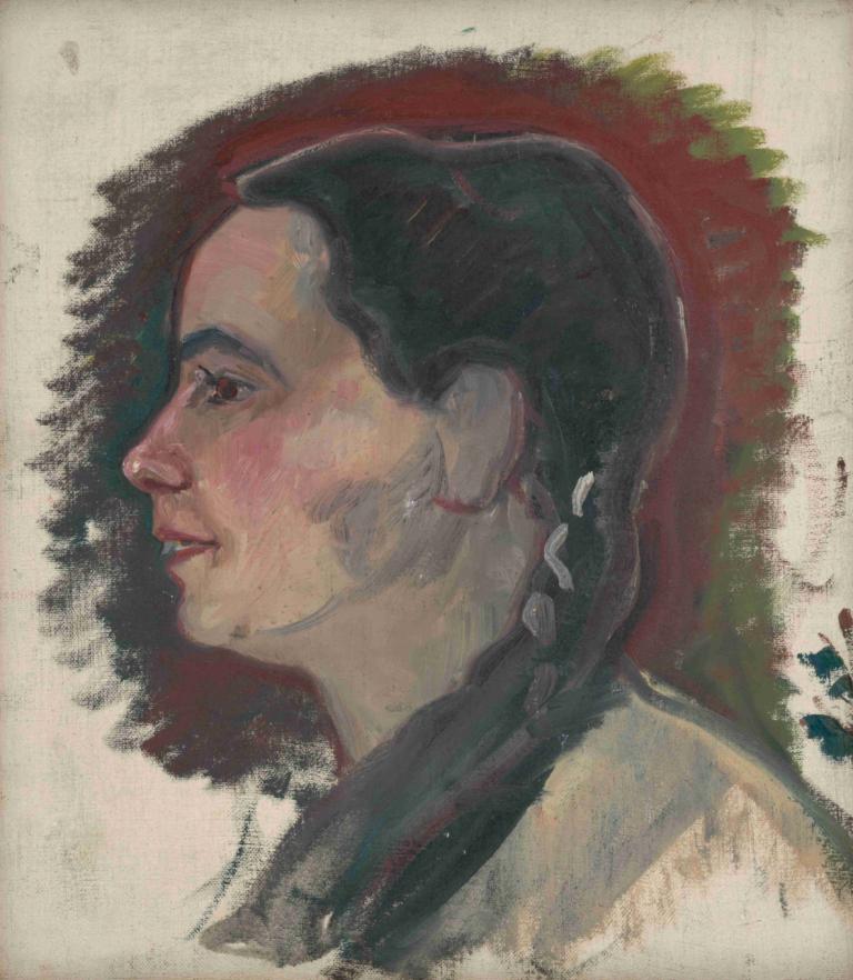 Portrait of a Young Woman with a Braid,三つ編みの若い女性の肖像,Arnold Peter Weisz-Kubínčan,アーノルド・ピーター・ヴァイス・クービン,パステル画