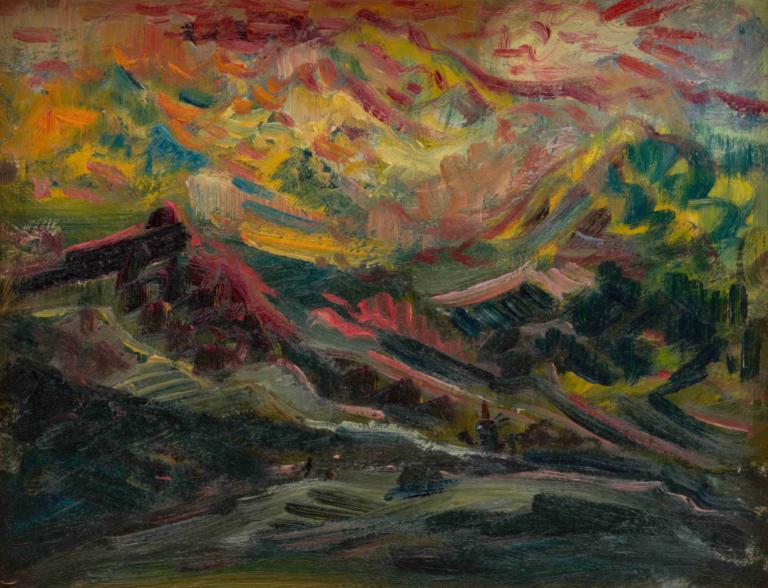 Sunset in the Mountains,Ηλιοβασίλεμα στα βουνά,Arnold Peter Weisz-Kubínčan,Arnold Peter Weisz-Kubin,Παστέλ