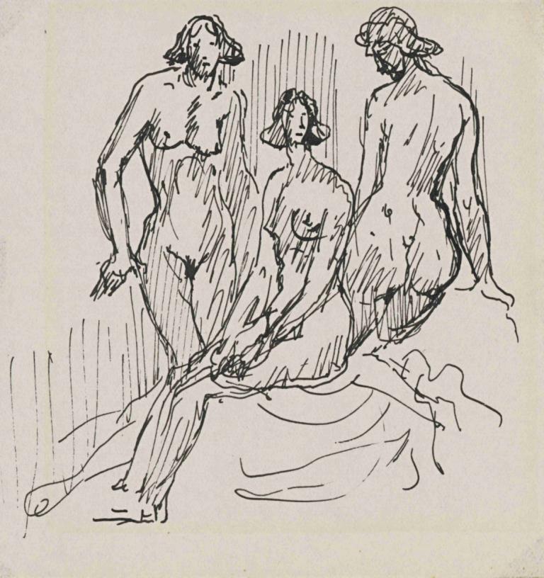 Three female figures,Τρεις γυναικείες φιγούρες,Arnold Peter Weisz-Kubínčan,Arnold Peter Weisz-Kubin,Σκίτσο