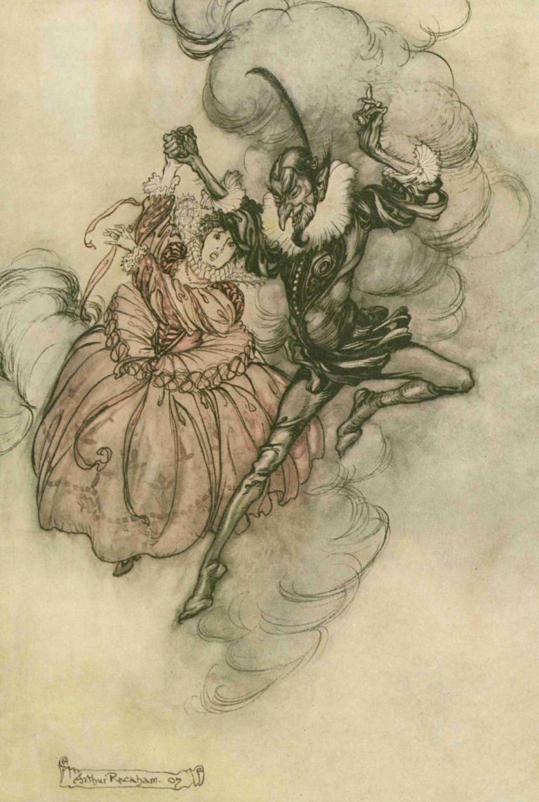 A grand pas de deux performed in the very first style by these two.,Arthur Rackham,Illustration,Illustration