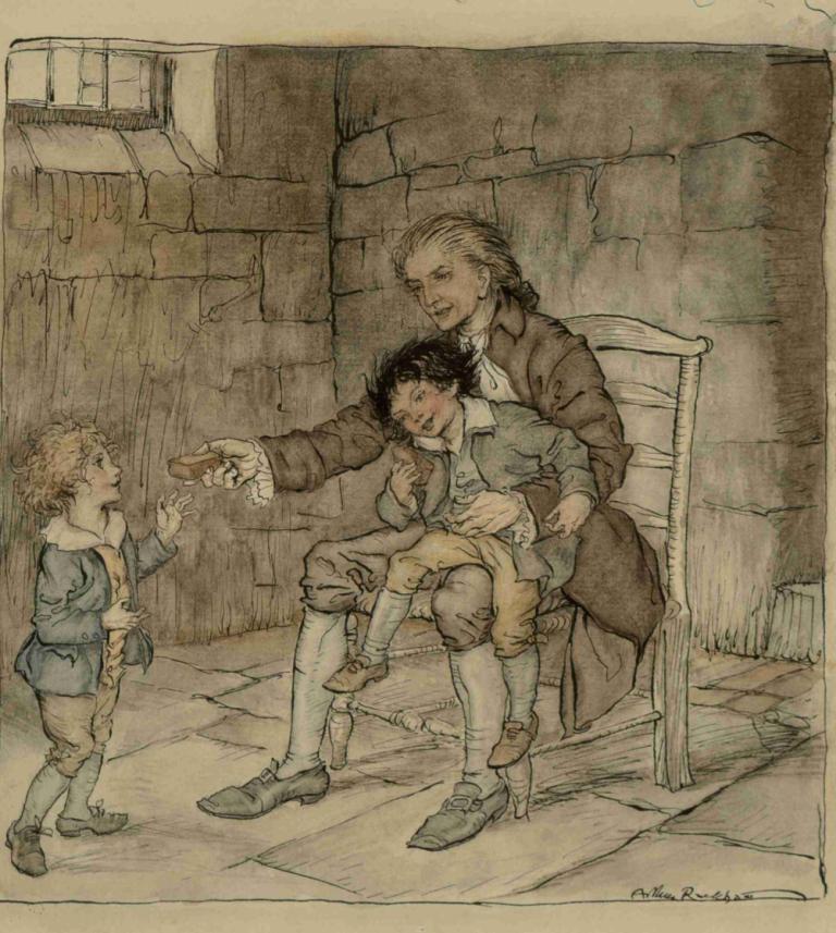 He Gave Each a Large Piece of Gingerbread,Dia Memberi Setiap Orang Sepotong Besar Roti Jahe,Arthur Rackham