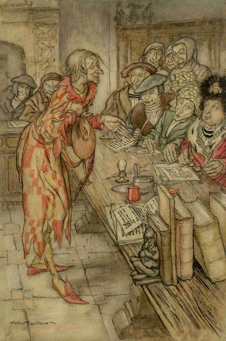 In Did Come the Strangest Figure,Datanglah Sosok yang Paling Aneh,Arthur Rackham,Ilustrasi,Ilustrasi