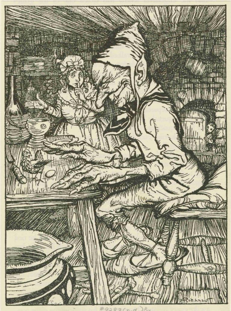 Jack sneaks into the giant's house,Джек пробирается в дом великана.,Arthur Rackham,Артур Рэкхем,Иллюстрация