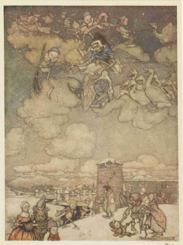 Mother Goose.,Матушка Гусыня.,Arthur Rackham,Артур Рэкхем,Иллюстрация,Иллюстрация, несколько мальчиков